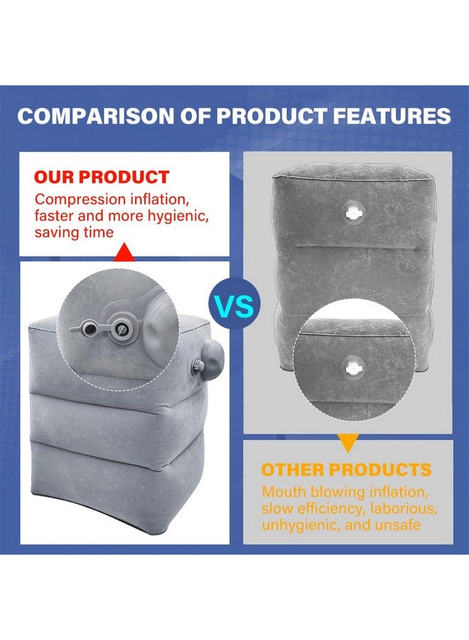 Optifit¬Æ Inflatable Air Travel Pillow, leg pillows for sleeping, Portable Footrest Pillow for Flight Home Office Footstool Self-inflatable Air Travel Pillow for Adult Kids,Grey - Image 2