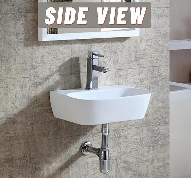 WARRIX OSAKA WALL HUNG BASIN WHITE GLOSSY WALL HUNG BASIN 43 x 31 x 13 CM  - Image 3