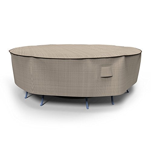 Budge P5A02PM1 English Garden Round Patio Table and Chairs Combo Cover Heavy Duty and Waterproof, Large, Tan Tweed - Image 1