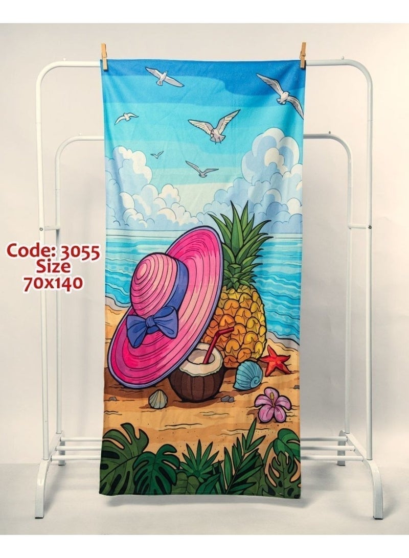 Large Beach Towel (140*70cm) Absorption Material, Various Designs (Pineapple & Cap) - Image 5
