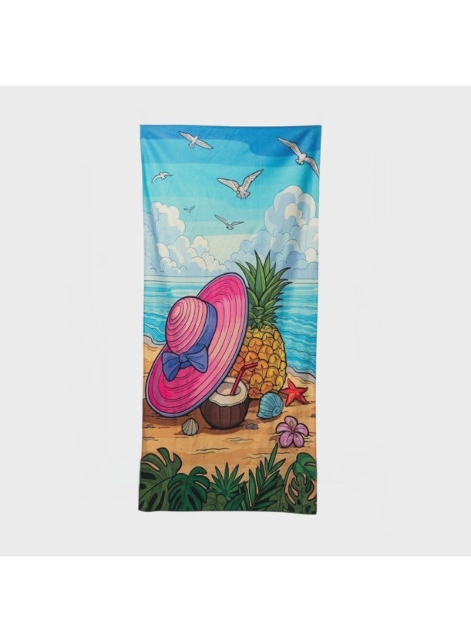 Large Beach Towel (140*70cm) Absorption Material, Various Designs (Pineapple & Cap) - Image 4