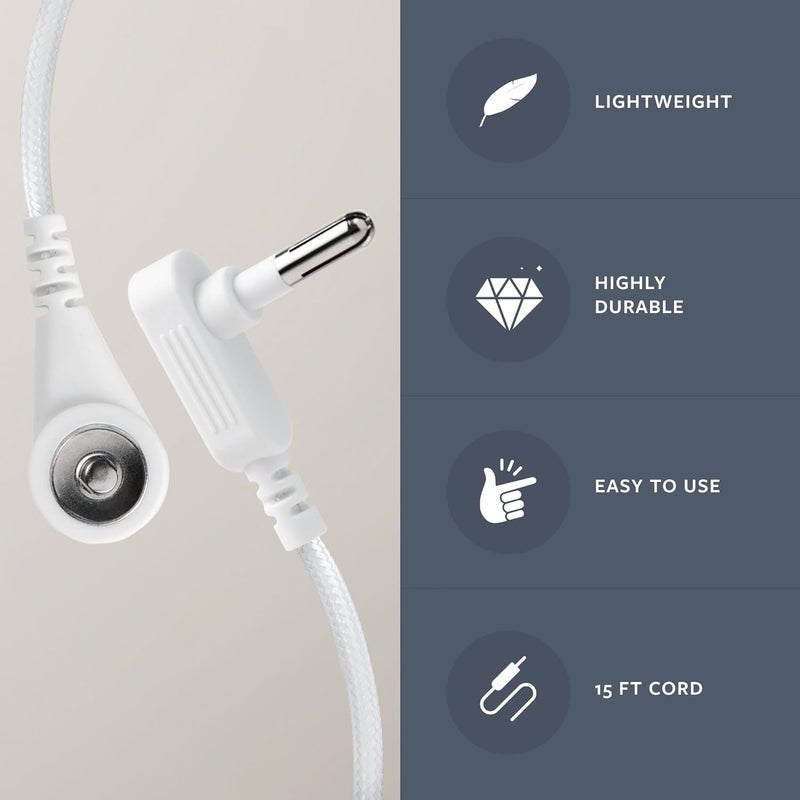 GroundLuxe Universal Grounding Cord – 15ft Replacement Cable for Grounding Sheets, Mats, Pillowcases & Earthing Devices – Connect to Outlet or Grounding Rod – Standard Snap Connection - Image 2