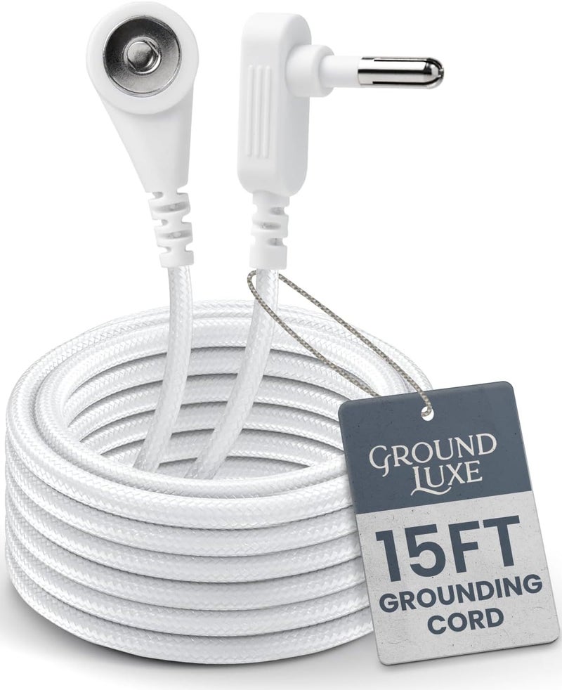 GroundLuxe Universal Grounding Cord – 15ft Replacement Cable for Grounding Sheets, Mats, Pillowcases & Earthing Devices – Connect to Outlet or Grounding Rod – Standard Snap Connection - Image 1