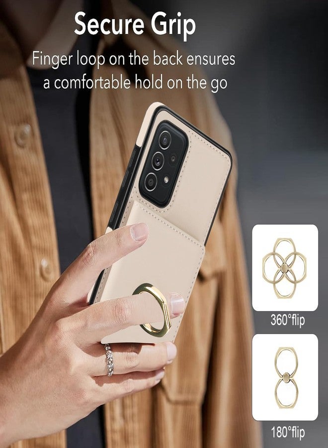 أسو ويش جراب هاتف Asuwish لهاتف سامسونج جالاكسي A52/A52S 5G، مزود بواقي شاشة من الزجاج المقوى وحامل لبطاقات RFID، وحلقة تثبيت، ومسند، وملحقات هاتفية قابلة للطي، متوافق مع هواتف A52 وS و4G وG5 و52A وS52 و52S، لون بيج، مناسب للرجال والنساء. - Image 4