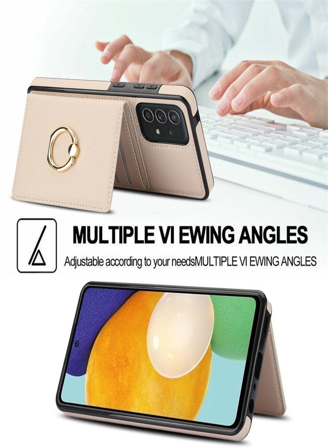 أسو ويش جراب هاتف Asuwish لهاتف سامسونج جالاكسي A52/A52S 5G، مزود بواقي شاشة من الزجاج المقوى وحامل لبطاقات RFID، وحلقة تثبيت، ومسند، وملحقات هاتفية قابلة للطي، متوافق مع هواتف A52 وS و4G وG5 و52A وS52 و52S، لون بيج، مناسب للرجال والنساء. - Image 3