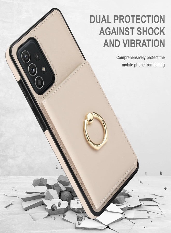 أسو ويش جراب هاتف Asuwish لهاتف سامسونج جالاكسي A52/A52S 5G، مزود بواقي شاشة من الزجاج المقوى وحامل لبطاقات RFID، وحلقة تثبيت، ومسند، وملحقات هاتفية قابلة للطي، متوافق مع هواتف A52 وS و4G وG5 و52A وS52 و52S، لون بيج، مناسب للرجال والنساء. - Image 5