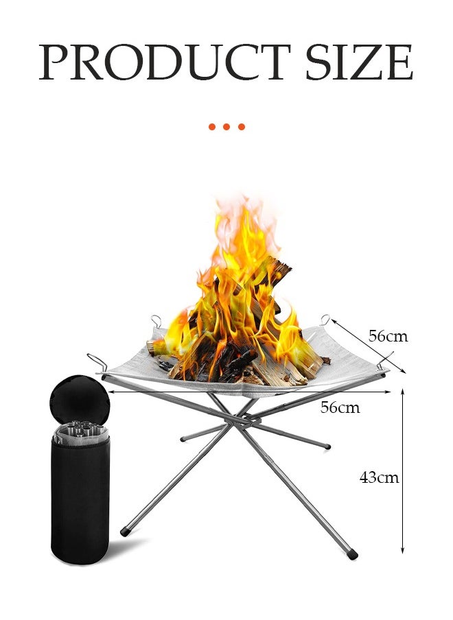 DUNISO - Large model Folding bonfire rack, outdoor folding firewood rack, fire burning rack, camping barbecue rack,Camping Campfire Fire Rack Backyard Heating Mesh Fire Pit Rack Folding Wood Stoves Rack Bonfire Frame - Image 1
