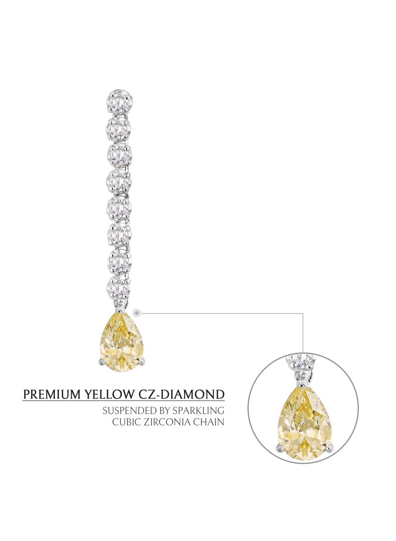 AWNL Lumina of the Dawn Women's Earrings - Eardrop with Yellow CZ Diamond and Sterling Silver, Middle East Exclusive Collection - Image 3
