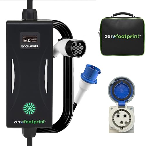 ZFP ZeroFootprint 7.4 kW Portable Charger for EV Cars | Charger + Bag + 32A Wall Socket (IP 67 Rated) | Display Screen | IP65 | Adjustable Current | All Safety Protections | Upto 5 Years Warranty* - Image 1