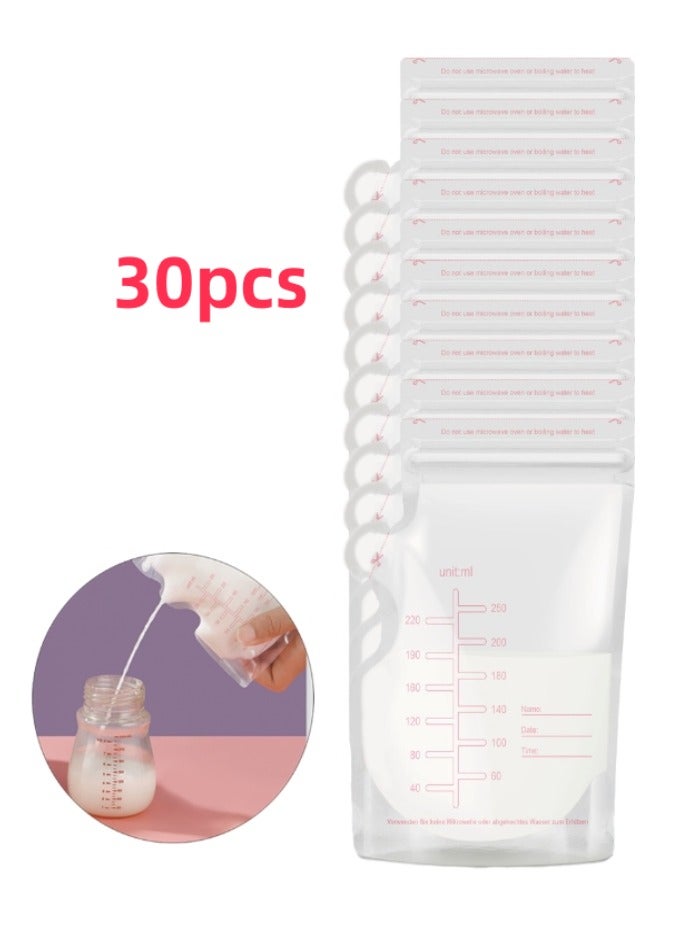 Jourvent Baby Breast Milk Storage Bags 30pcs 250ml Disposable Self-Supporting Freezer-Safe Leak-Proof Bags for Newborn Feeding Daily Use - Image 1