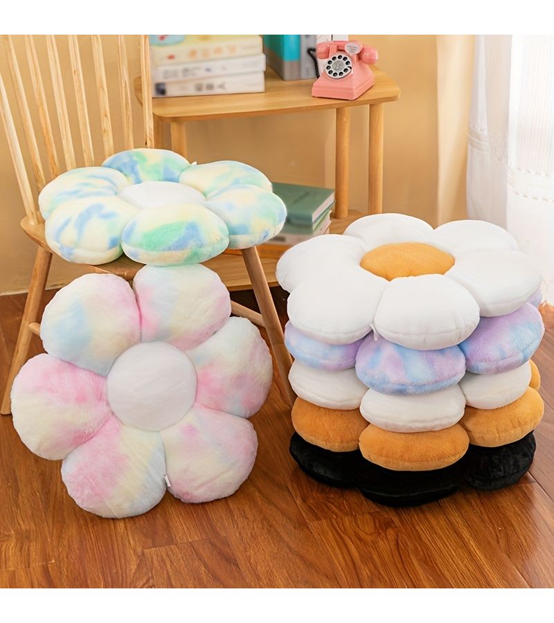 White And Black B Cosy Flower Shaped Plush Pillow Hypoallergenic Sofa Cushion - Image 2