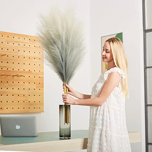 EVODIS Faux Pampas Grass Decor, 6 Stems Artificial Pampas Grass - 43 inch Tall Pompass Grass Large Pompous Boho Flower Arrangement Home Decor for Room Wedding Party - Image 3