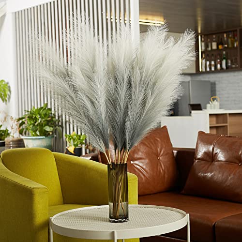 EVODIS Faux Pampas Grass Decor, 6 Stems Artificial Pampas Grass - 43 inch Tall Pompass Grass Large Pompous Boho Flower Arrangement Home Decor for Room Wedding Party - Image 5