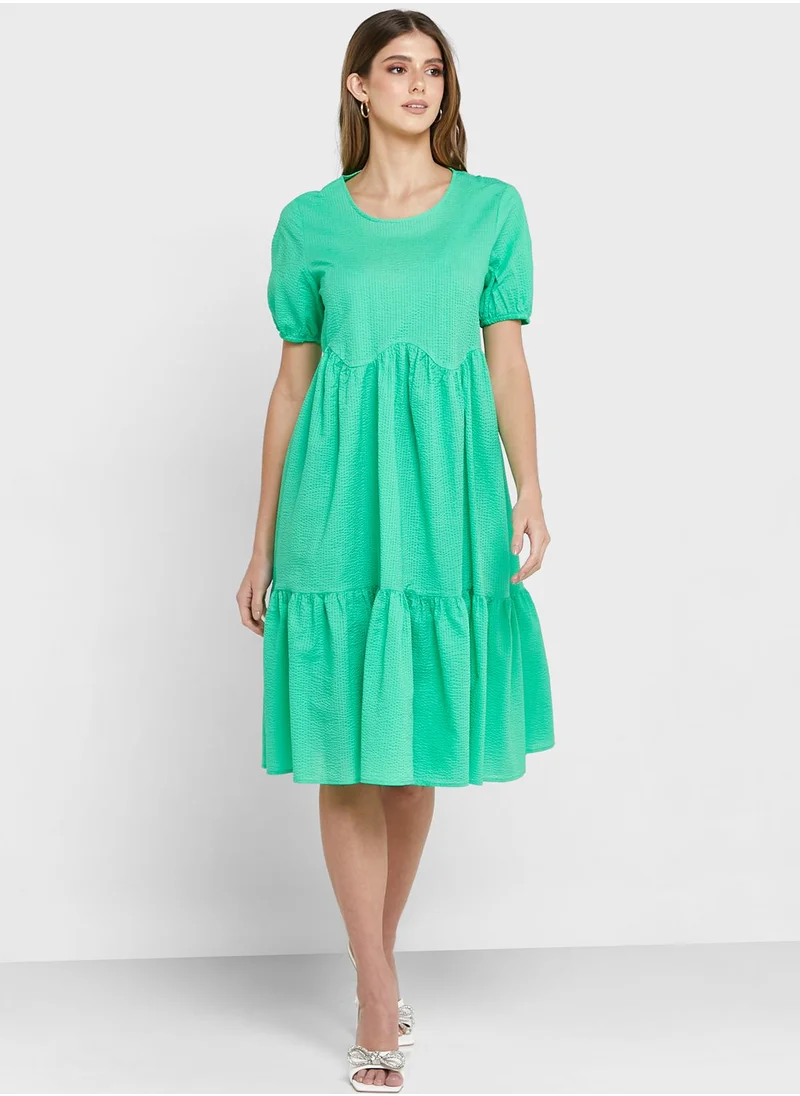 VERO MODA Solid Puff Sleeve Dress