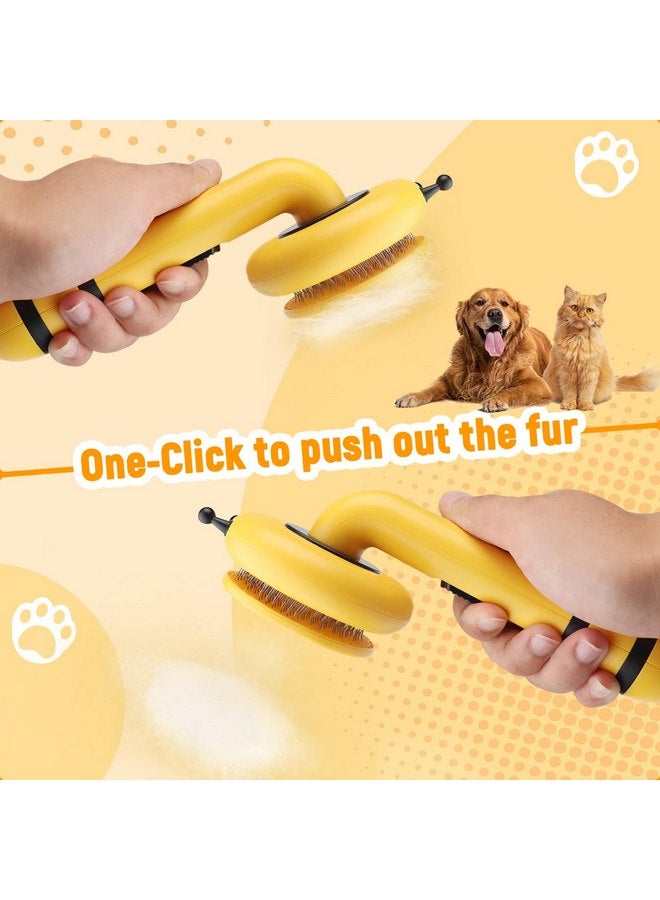 فرشاة كياكيا على شكل نحلة لتنظيف القطط ذاتي التنظيف - فرشاة إزالة الشعر بنقرة واحدة وتدليك ناعم، أداة قابلة للغسل لإزالة الشعر المتساقط للقطط والكلاب، مناسبة لجميع أنواع المعاطف، باللون الأصفر - Image 4