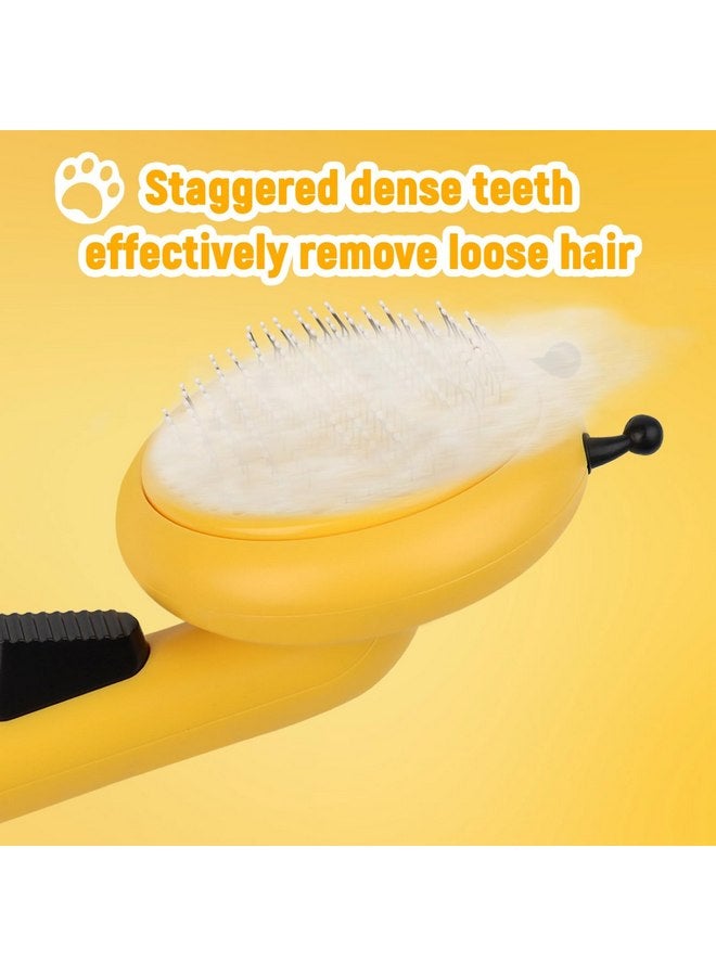 فرشاة كياكيا على شكل نحلة لتنظيف القطط ذاتي التنظيف - فرشاة إزالة الشعر بنقرة واحدة وتدليك ناعم، أداة قابلة للغسل لإزالة الشعر المتساقط للقطط والكلاب، مناسبة لجميع أنواع المعاطف، باللون الأصفر - Image 3