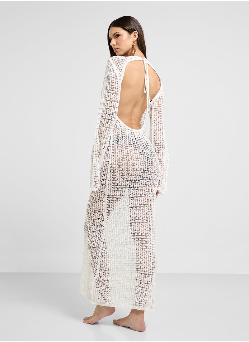 Ginger - Crochet Beach Dress With Crosage Detail - Image 1