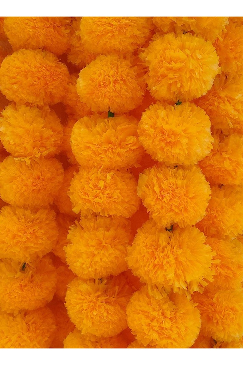 Shreeji Artificial Marigold Garland – Pack of 5, 5.1 ft Each | 34 Flowers per String | 3-Inch Blooms – Largest & Longest in Market | Indian Festival & Wedding Decor - Image 1