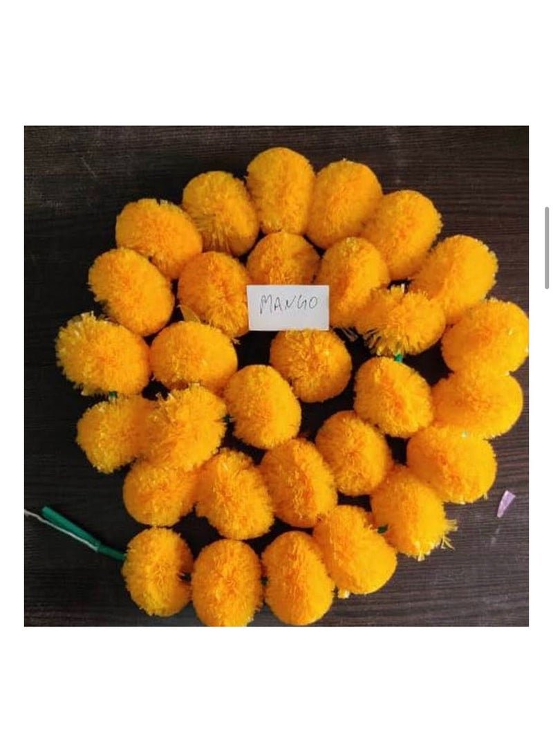 Shreeji Artificial Marigold Garland – Pack of 5, 5.1 ft Each | 34 Flowers per String | 3-Inch Blooms – Largest & Longest in Market | Indian Festival & Wedding Decor - Image 2