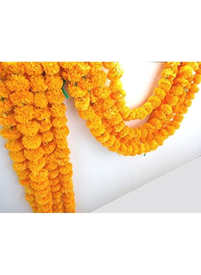 Shreeji Artificial Marigold Garland – Pack of 5, 5.1 ft Each | 34 Flowers per String | 3-Inch Blooms – Largest & Longest in Market | Indian Festival & Wedding Decor - Image 4