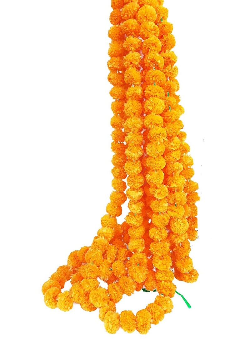 Shreeji Artificial Marigold Garland – Pack of 5, 5.1 ft Each | 34 Flowers per String | 3-Inch Blooms – Largest & Longest in Market | Indian Festival & Wedding Decor - Image 3