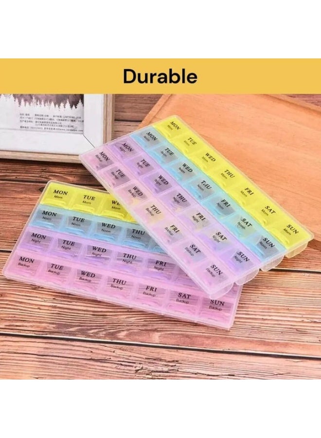 Large 7-Day Weekly Pill Organizer – 4 Times a Day Medicine Box with 28 Compartments, Moisture-Resistant, Portable Travel-Friendly Pill Case for Tablets, Vitamins, Supplements, and Candy, Bright Colorful Design, Removable and Easy-to-Clean Lid for Daily Dose Management - Image 5