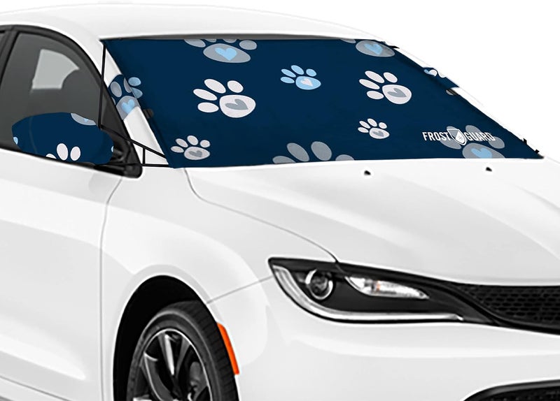 FrostGuard Vortex Full-Coverage Windshield Cover for Ice and Snow - Puppy Paws Design - Image 1