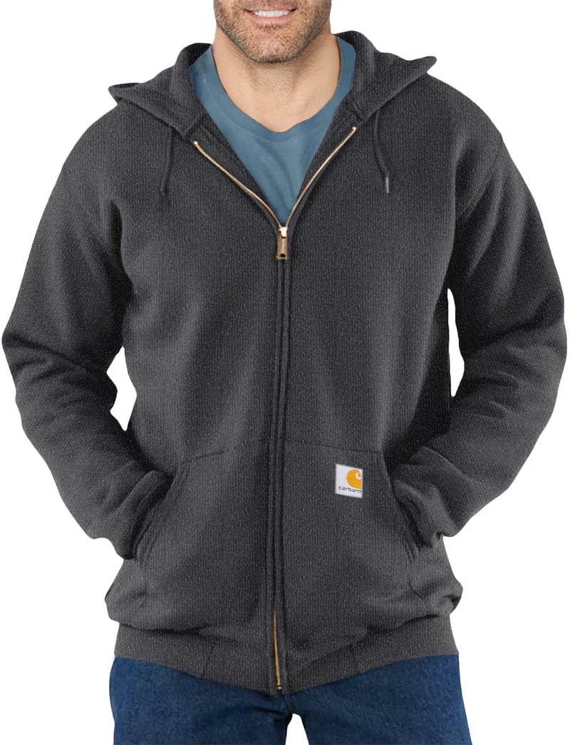 Carhartt Men's Loose Fit Midweight Full-Zip Sweatshirt, Carbon Heather, XX-Large Tall - Image 3