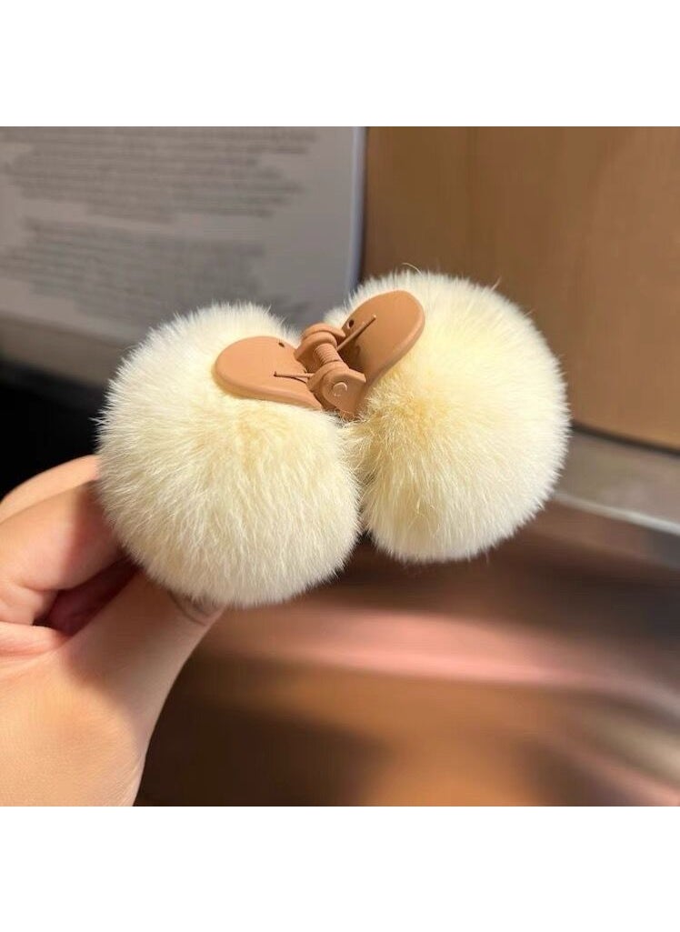 2024 New Bow Feather Hair Claw Clips Beige fur ball-coffee clip double-sided style ~ - pzsku/Z15569C3C778D6D8173F8Z/45/_/1741690551/0701a05d-c4cc-4bdb-895e-3ace5d3f43f4