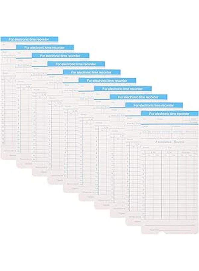 100 Sheets Double Sided Time Attendance Cards For Employee Punch Clock Payroll Recording - Image 1