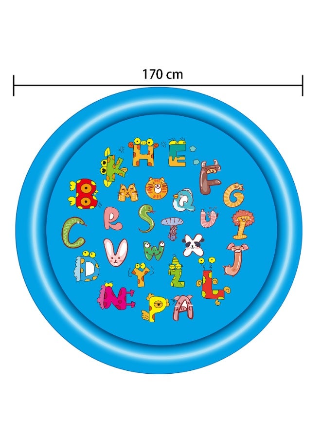 إيهوم وسادة سبلاش للكلاب والأطفال، حوض سباحة مضاد للانزلاق للكلاب الكبيرة، حصيرة لعب مائية سميكة متينة في الهواء الطلق، لعبة رش صيفي للفناء الخلفي (170 سم، أزرق) - Image 4