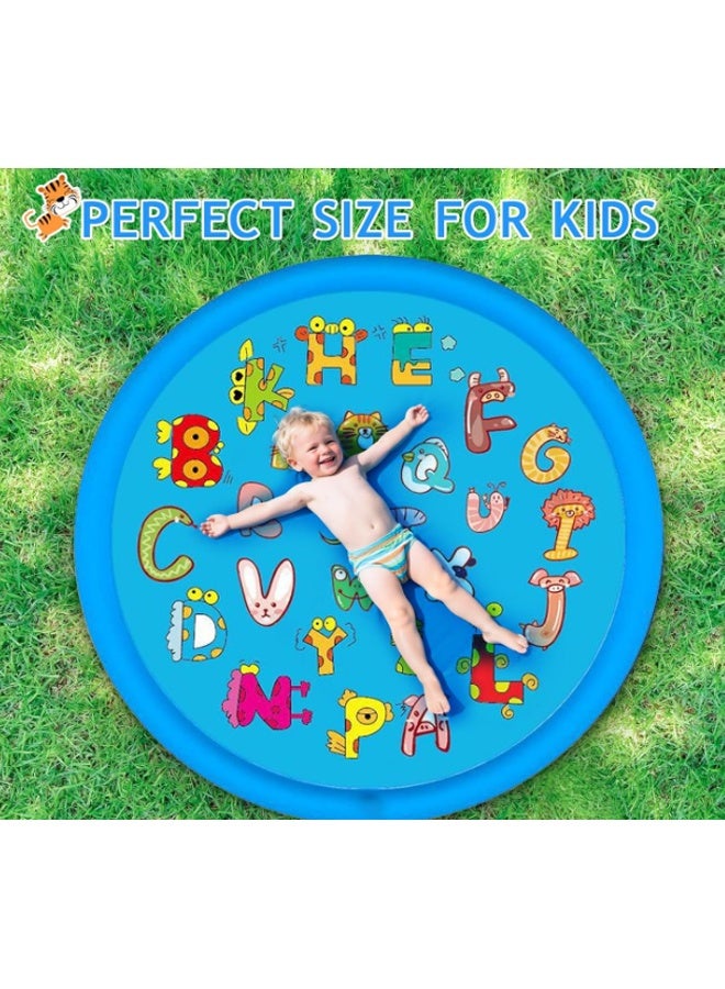 إيهوم وسادة سبلاش للكلاب والأطفال، حوض سباحة مضاد للانزلاق للكلاب الكبيرة، حصيرة لعب مائية سميكة متينة في الهواء الطلق، لعبة رش صيفي للفناء الخلفي (170 سم، أزرق) - Image 5