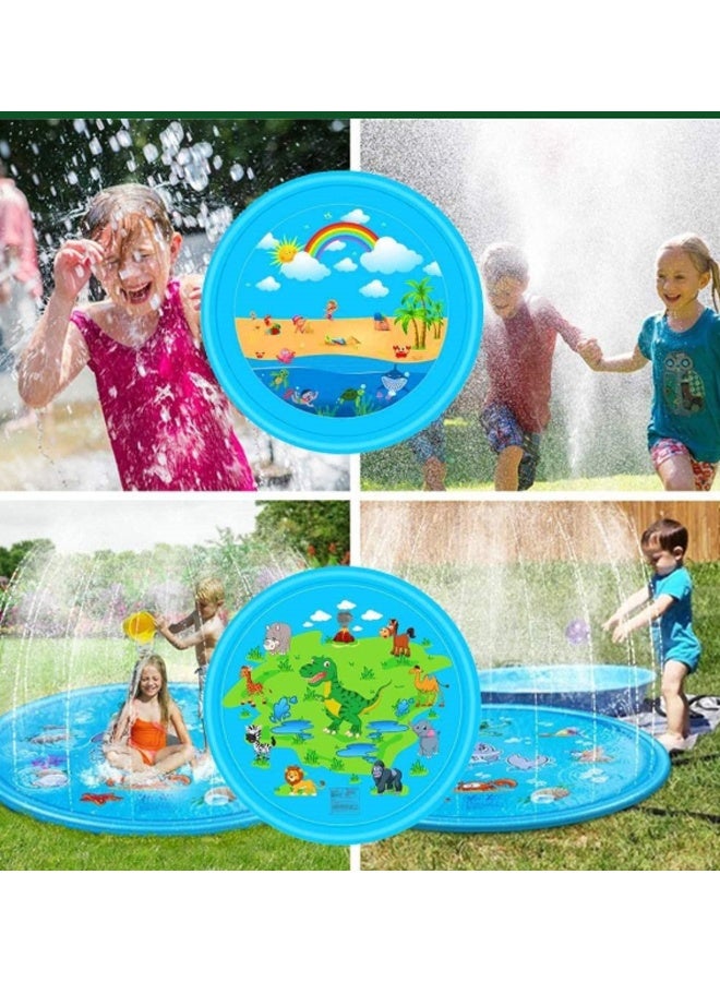 إيهوم وسادة سبلاش للكلاب والأطفال، حوض سباحة مضاد للانزلاق للكلاب الكبيرة، حصيرة لعب مائية سميكة متينة في الهواء الطلق، لعبة رش صيفي للفناء الخلفي (170 سم، أزرق) - Image 3