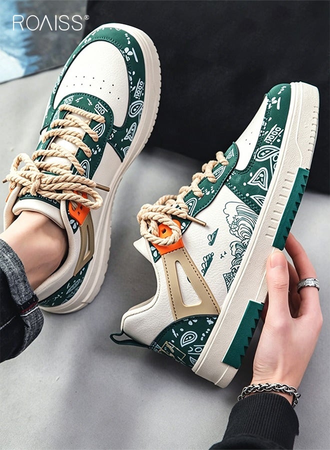 roaiss Men Stylish Sneakers, Low Top Lace up Board Shoes, Casual Versatile Sports Shoes for Men, Breathable Athletic Shoes with Non-slip Soles and Exquisite Patterns, Suitable for Daily Wear and Outdoor Activities - Image 1