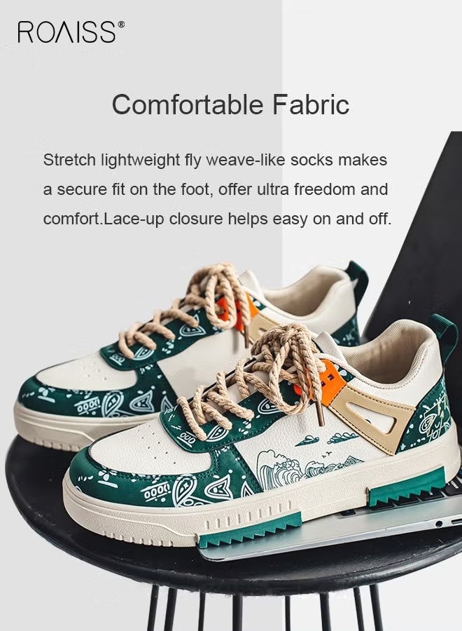 roaiss Men Stylish Sneakers, Low Top Lace up Board Shoes, Casual Versatile Sports Shoes for Men, Breathable Athletic Shoes with Non-slip Soles and Exquisite Patterns, Suitable for Daily Wear and Outdoor Activities - Image 5