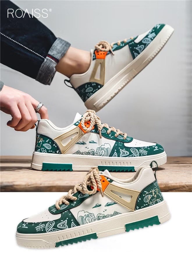 roaiss Men Stylish Sneakers, Low Top Lace up Board Shoes, Casual Versatile Sports Shoes for Men, Breathable Athletic Shoes with Non-slip Soles and Exquisite Patterns, Suitable for Daily Wear and Outdoor Activities - Image 4