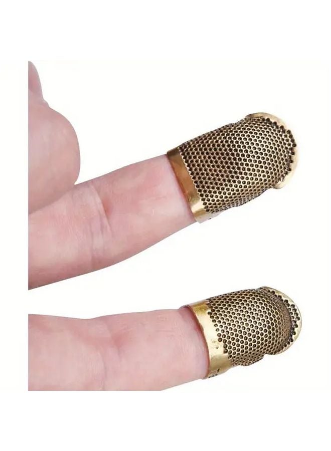4pcs Antique Brass Metal Needle Finger Guards Adjustable Thumb Shield For Sewing - Image 3