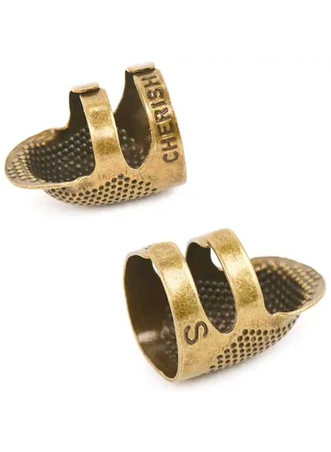 4pcs Antique Brass Metal Needle Finger Guards Adjustable Thumb Shield For Sewing - Image 5
