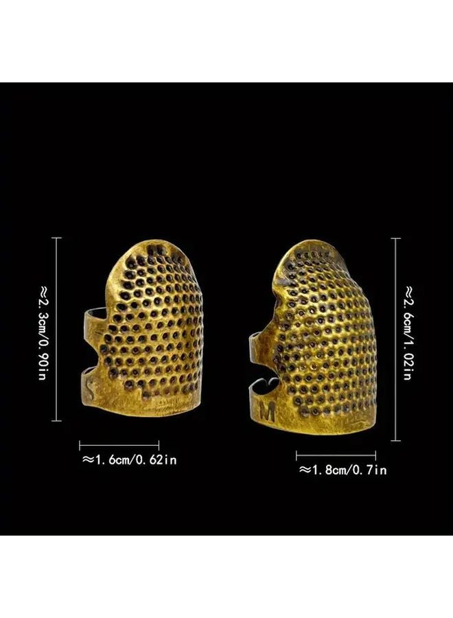 4pcs Antique Brass Metal Needle Finger Guards Adjustable Thumb Shield For Sewing - Image 4