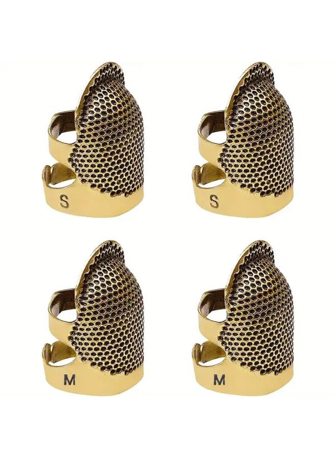 4pcs Antique Brass Metal Needle Finger Guards Adjustable Thumb Shield For Sewing - Image 1