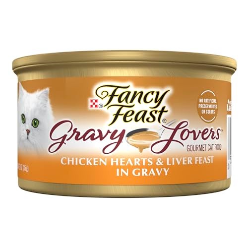 Fancy Feast Purina Fancy Feast Gravy Lovers Chicken Hearts and Liver Feast Grilled Gourmet Cat Food in Wet Cat Food Gravy - (Pack of 24) 3 oz. Cans - Image 1
