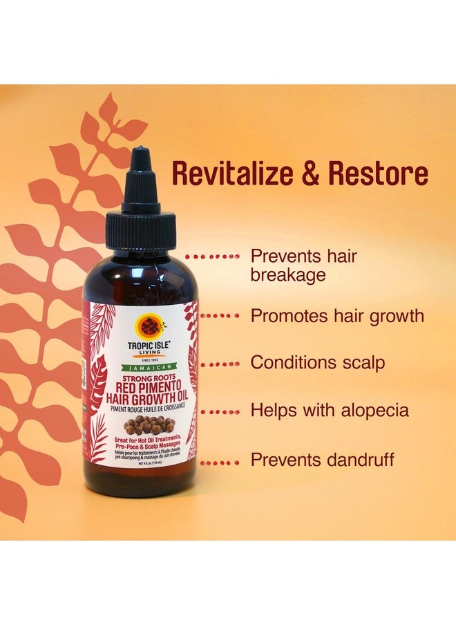 تروبيك آيلاند ليفنج - زيت نمو الشعر Tropical Isle Living Strong Roots Red Pimento 4 أونصة - علاج طبيعي مرطب لفروة الرأس الجافة والحكة ويعزز نمو الشعر ويمنع القشرة بزيت الخروع الأسود الجامايكي - Image 1