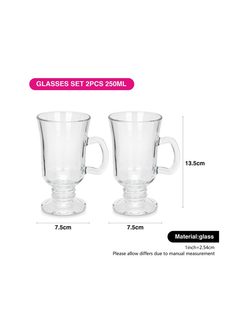 Fissman 2pc Coffee Glass Mug Set 350ml for Latte, Iced Coffee, Tea, And Hot Choco - Image 3