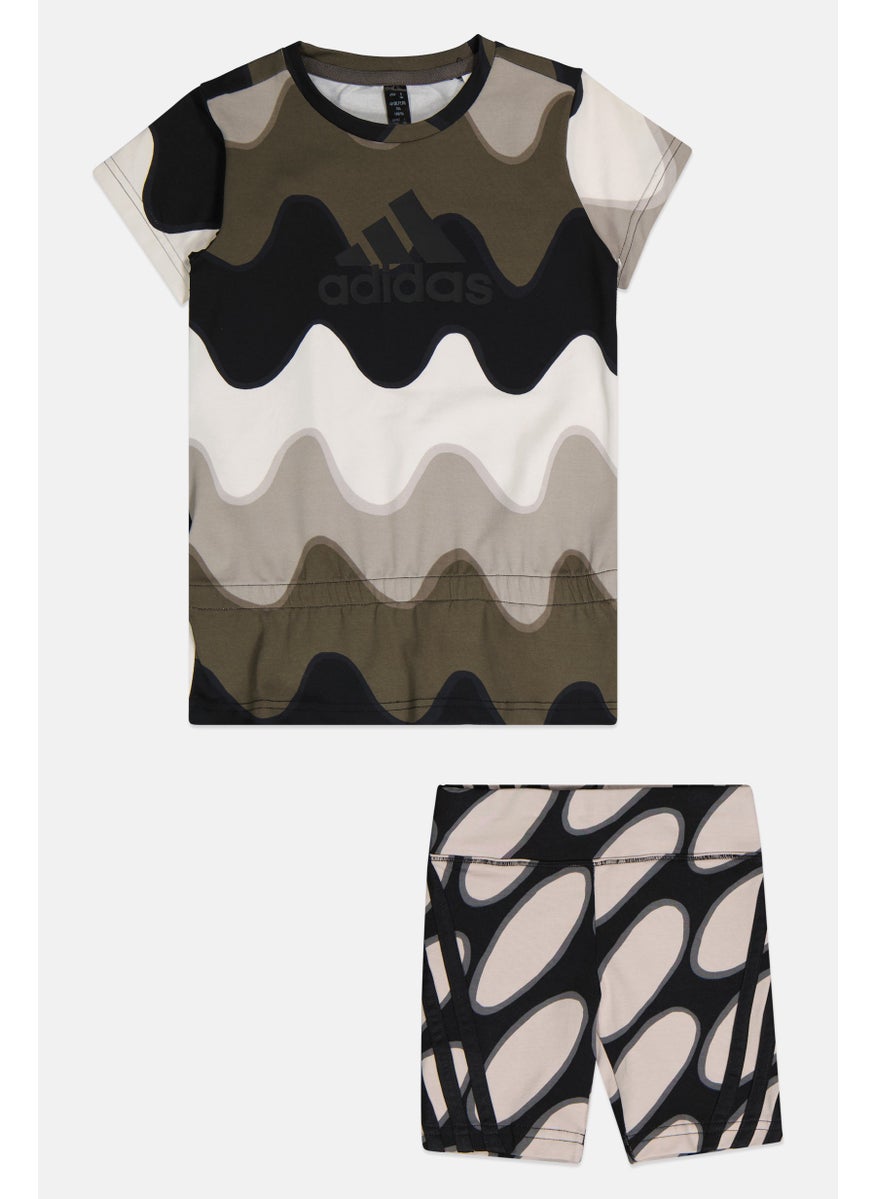 Adidas Kids Girl 2 Pieces Marimekko Top And Bottom Set, Black/White Combo  - Image 1