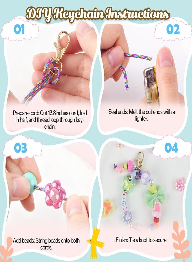 Ecoofor 487 PCS Beaded Keychain Making Kit, Acrylic Letter Beads with Heart, Star & Flower Charms for DIY Jewelry, Bag Accessories & Crafts for Women - Image 5
