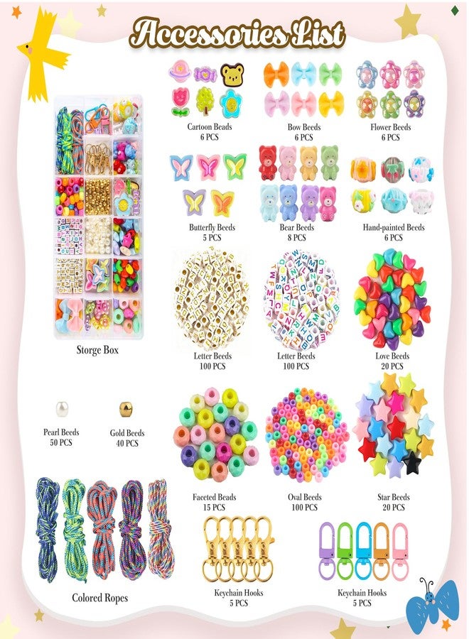Ecoofor 487 PCS Beaded Keychain Making Kit, Acrylic Letter Beads with Heart, Star & Flower Charms for DIY Jewelry, Bag Accessories & Crafts for Women - Image 3