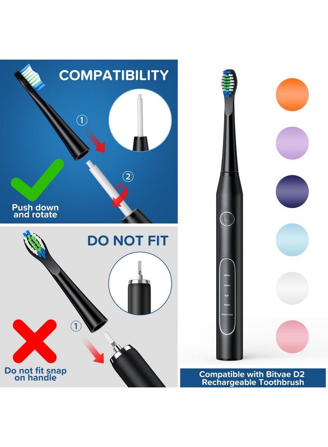 Harobey Replacement Toothbrush Heads 10 Pack Compatible with Bitvae Daily D2 Rechargeable Toothbrush, for D2 Toothbrush Heads Refills, Black - Image 2