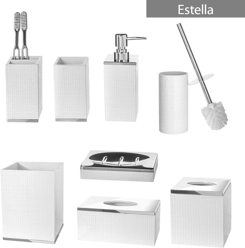 Creative Scents Estella White Liquid Soap Dispenser for Bathroom - Decorative Hand Lotion Dispenser with Strong Pump for Vanity Countertop, Holds 8 Oz. - Image 4