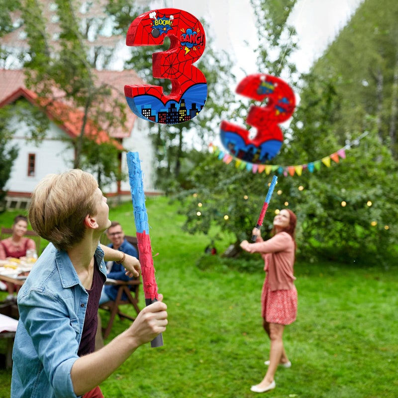 Capoda Number 3 Spider PiÃ±ata Bundle with Blindfold and Bat Spider Birthday Party PiÃ±ata for Birthday Party Decoration, 16.14 x 12.32 x 2.76 Inch - Image 5