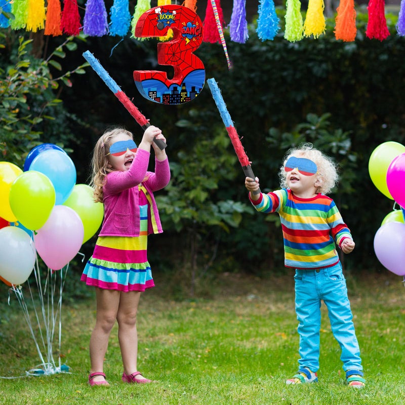 Capoda Number 3 Spider PiÃ±ata Bundle with Blindfold and Bat Spider Birthday Party PiÃ±ata for Birthday Party Decoration, 16.14 x 12.32 x 2.76 Inch - Image 4